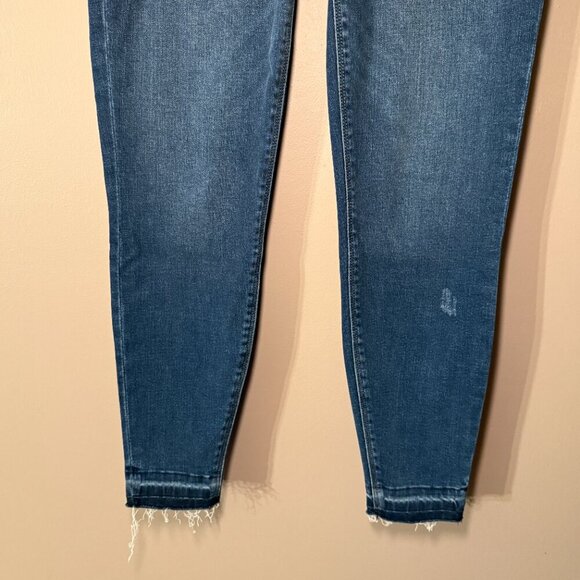 Women's M Spanx Distressed Ankle Skinny Jeans Raw Hem Denim Leggings - Picture 5 of 9